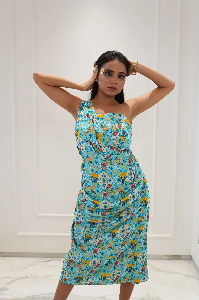 Mediterranean One Shoulder Dress