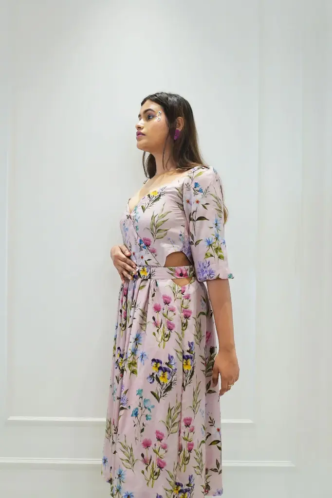 Isolated Bloom Modest Tea Dress