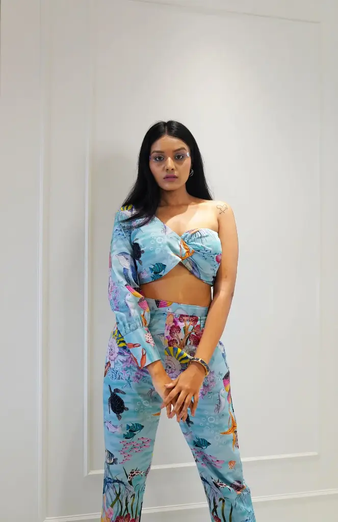 Aqua Bustier Co-Ord Set