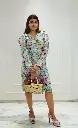 Line Flower Wrap Dress