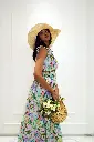 Line Flower Flowy Dress