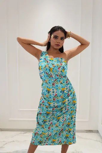 Mediterranean One Shoulder Dress