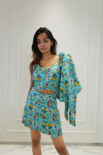 Mediterranean Skirt Cropped Blazer