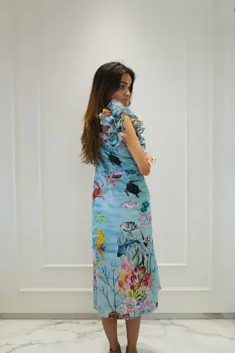 Aqua Flounced Dress